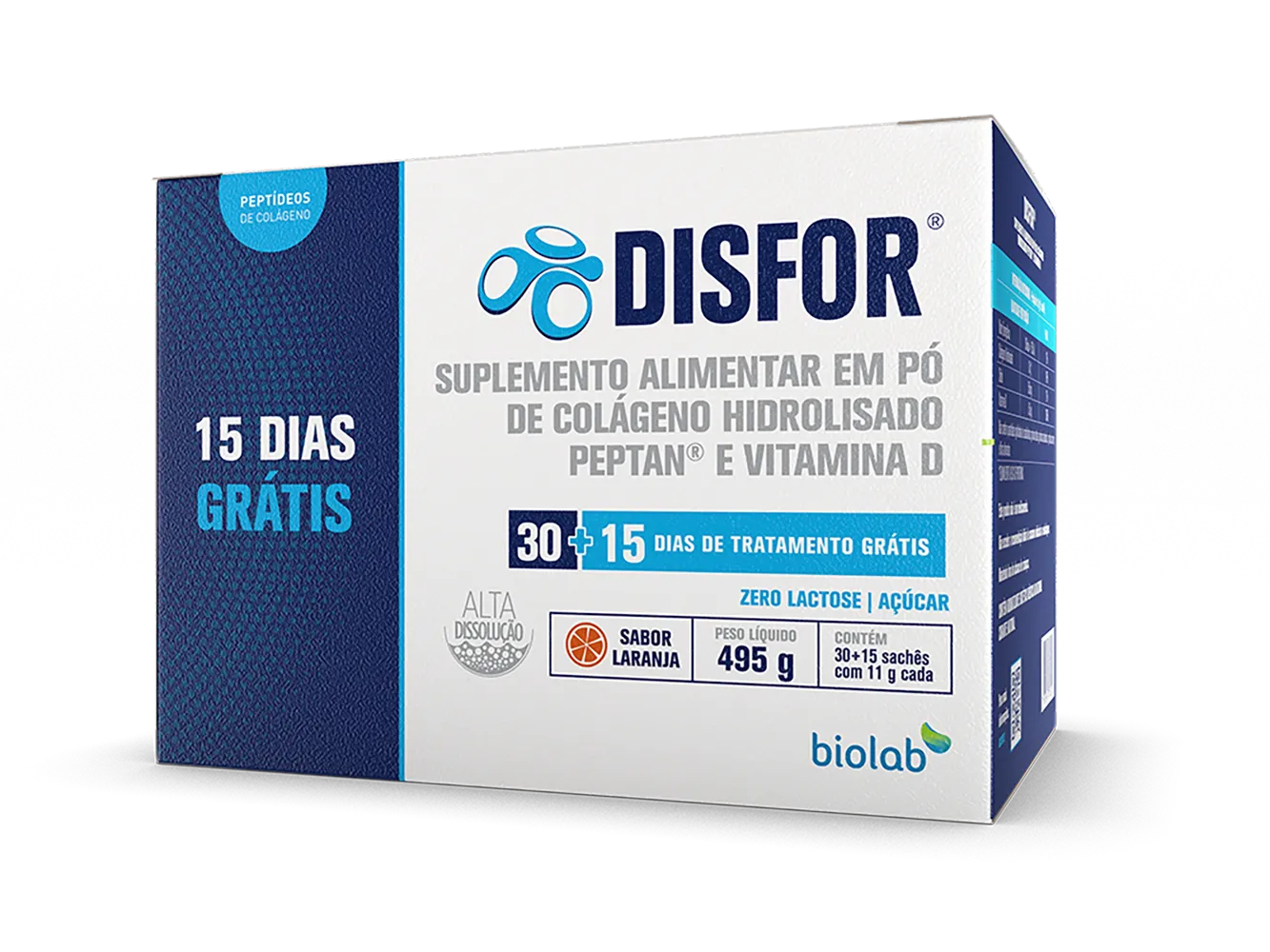 Colágeno Disfor 45 Sachês Sabor Laranja - Biolab